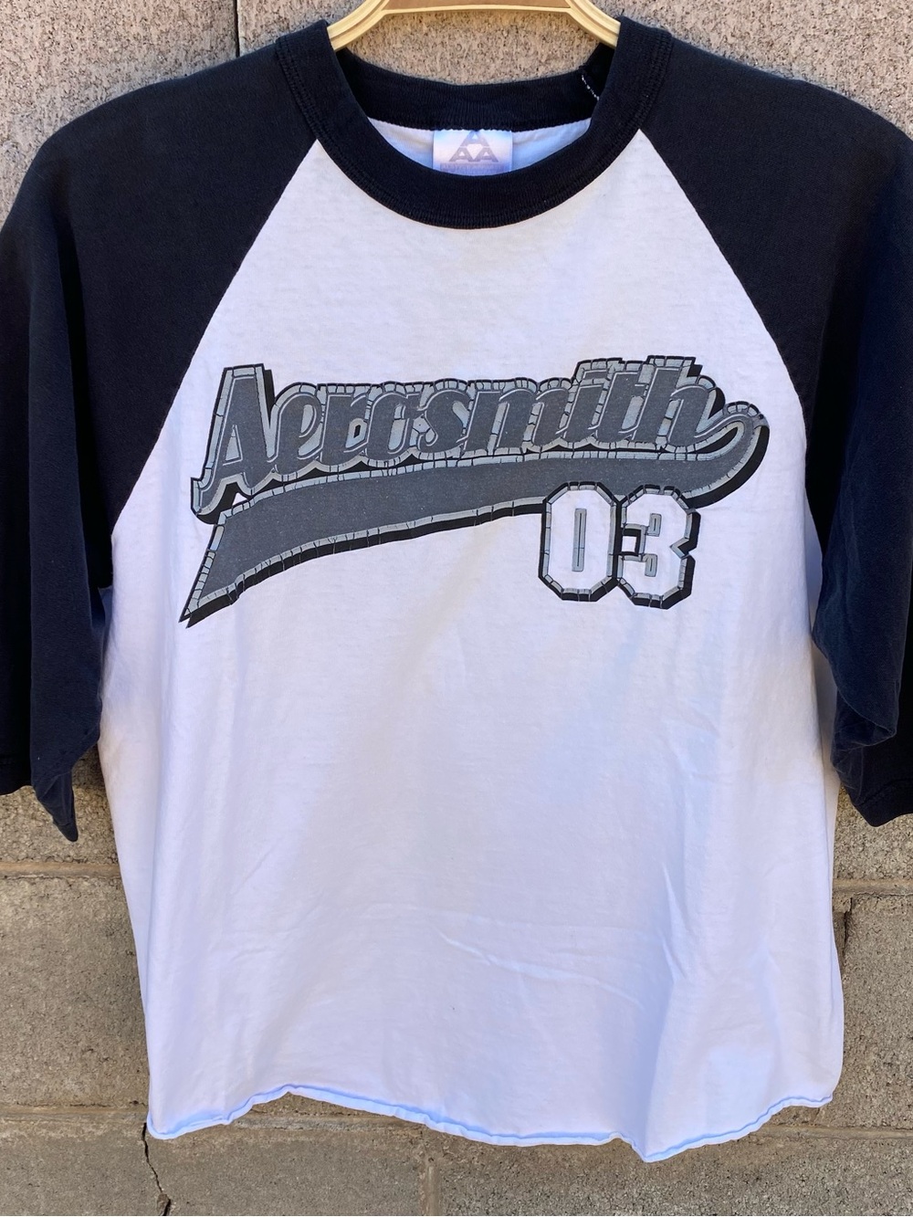 Vintage Aerosmith Raglan Band T-Shirt Size Large 2003 3/4 Sleeve